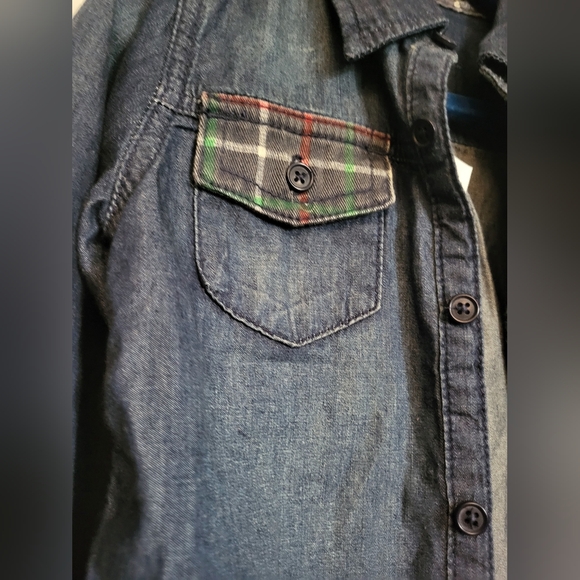 BNWT Baby Gap Jean Shirt with Plaid detailing Size 3 - Picture 4 of 9